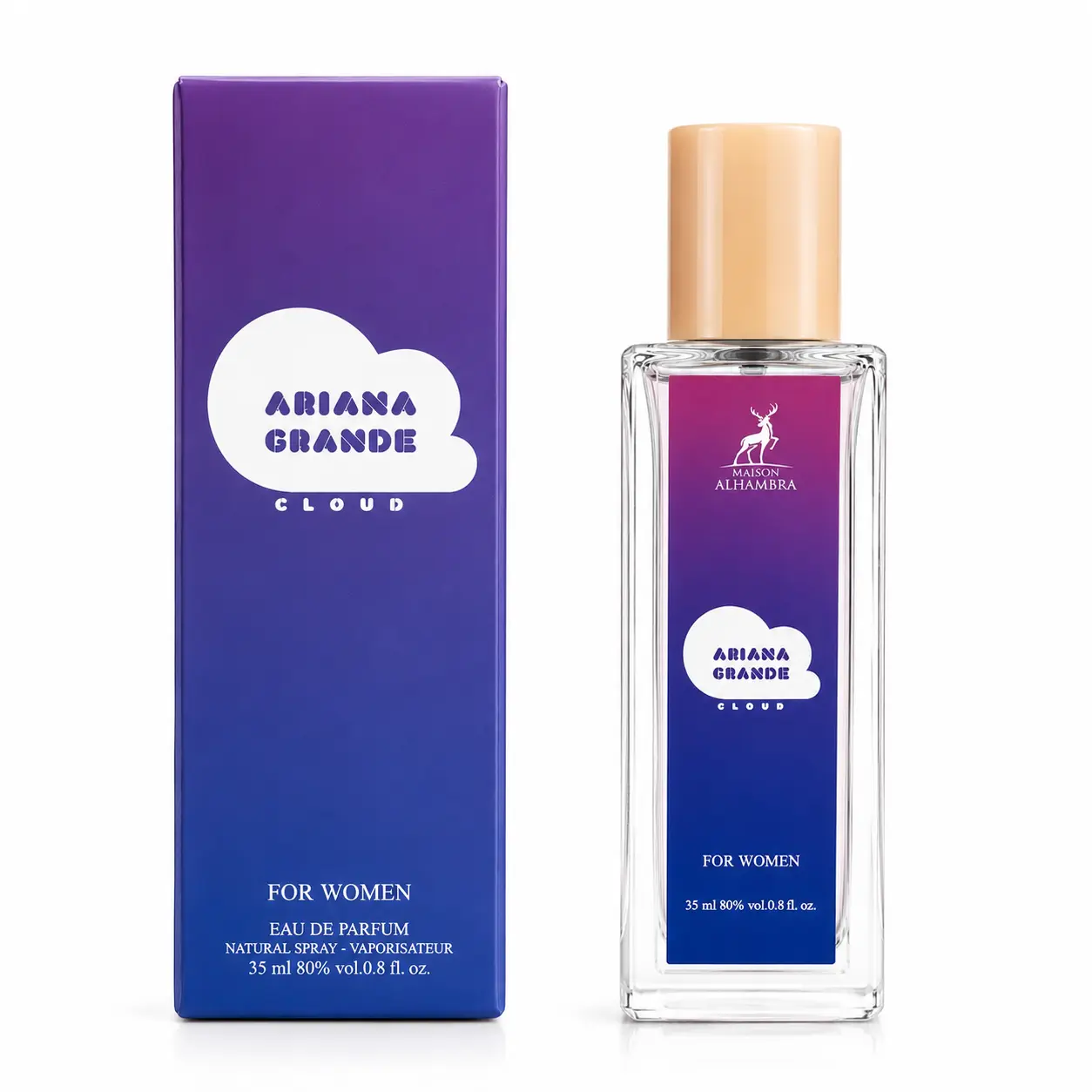 عطر زنانه ۳۵ میل الحمبرا مدل آریانا گراند کلود (Alhambra Ariana Gerande Cloud)
