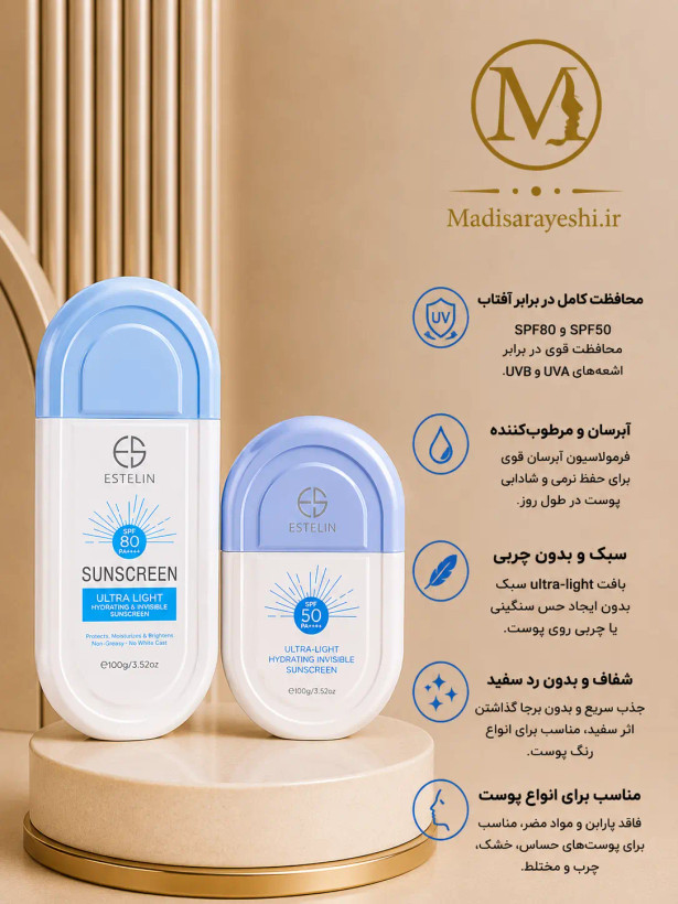 ضدآفتاب بی رنگ استلین SPF 80 مدل آبی